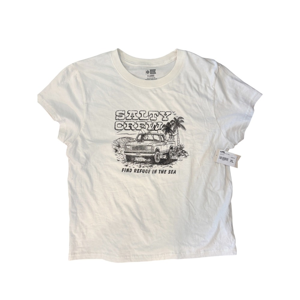 NWT Salty Crew  White Find Refuge In The Sea Graphic T-Shirt Womens XL